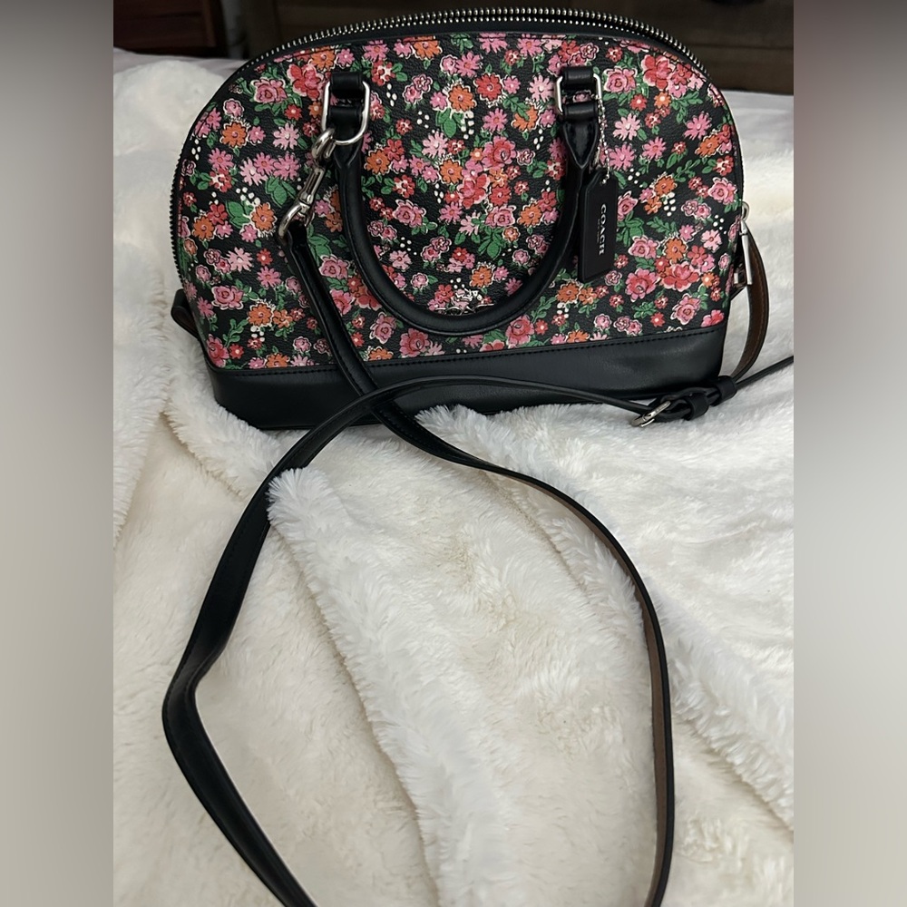 Coach Black and Pink Floral Crossbody Bag